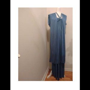 Vintage 1970s Halter Maxi Dress with Duster
